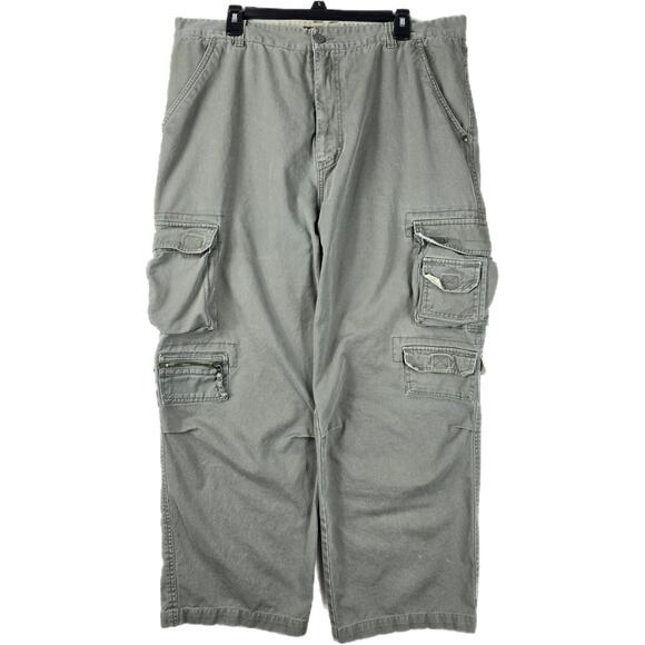 VINTAGE Y2K Coliseum Cargo Pants Size 38x32 Beige Baggy Skater Grunge Utility - Picture 1 of 16